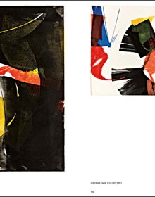 Book cover of Marguerite Saegesser, American Monotypes, featuring a blue and red abstract painting. Published by Scheidegger & Spiess.