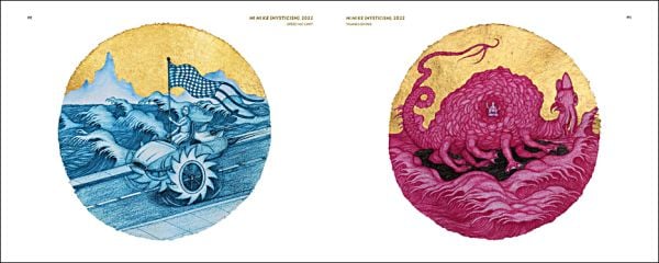 Book cover of Yao Jui-chung, with a UFO beaming up half-man half-fish creature. Published by Scheidegger & Spiess.