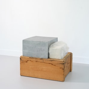 Book cover of Irene Schubiger:All of Us; featuring a two pale blue shapes; one on top of the other. Published by Scheidegger & Spiess.