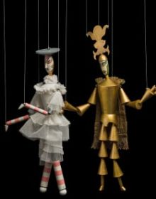 Book cover of King Stag: Carlo Gozzi’s Tragicomedy in a Staging for Marionettes by Sophie Taeuber-Arp, René Morax, and Werner Wolff; featuring a horned beast. Published by Scheidegger & Spiess.