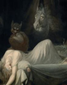 Book cover of Landscapes of the Soul: C.G. Jung and the Exploration of the Human Psyche in Switzerland; featuring a ghostly figure of a horse hovering over a person in bed. Published by Scheidegger & Spiess.