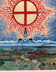 Book cover of Landscapes of the Soul: C.G. Jung and the Exploration of the Human Psyche in Switzerland; featuring a ghostly figure of a horse hovering over a person in bed. Published by Scheidegger & Spiess.