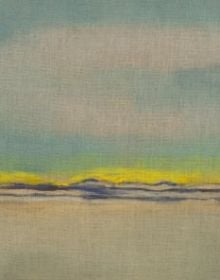 Book cover of Leiko Ikemura: The Sea in the Mountains; featuring a painting of mountains. Published by Scheidegger & Spiess.