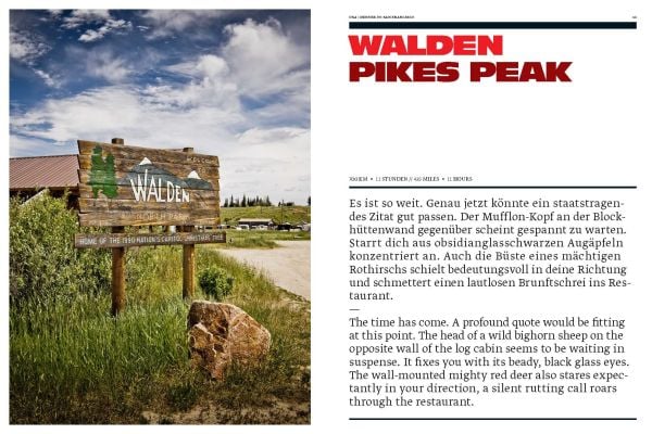 Stunning rocky American landscape with winding road, on cover of 'Curves USA: Denver - San Francisco, Number 11', by Delius Klasing.