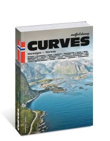 Aerial view of Lofoten Islands, on cover of 'Curves: Norway, Number 17', by Delius Klasing Verlag GmbH.