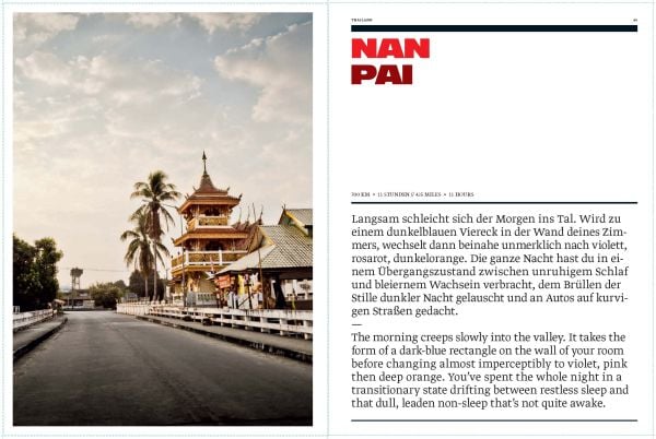 High angled shot of lush green mountainous landscape on cover of 'Curves: Thailand, Band 12: Norden/North // Süden/South', by Delius Klasing.