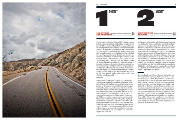 Aerial view of winding road in rocky mountain, near sea, on cover of 'Curves: USA - California', by Delius Klasing.