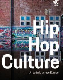 Graffitied brick building with windows, on cover 'Hip Hop Culture, A roadtrip across Europe', by Delius Klasing Verlag GmbH.