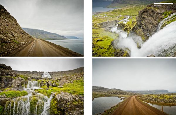Mountainous landscape with lake and winding road in distance, on cover of 'Curves: Iceland, Volume 16', by Delius Klasing Verlag GmbH.
