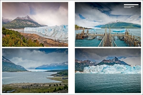 Book cover of Curves: Patagonia, with a straight road heading towards snowy mountain landscape. Published by Delius Klasing Verlag GmbH.