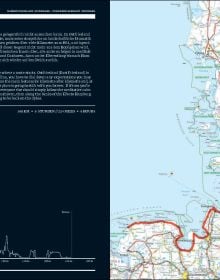 Book cover of Curves: Germany's Coastline | Denmark, with a an aerial view of the German coastline with sandy beach. Published by Delius.