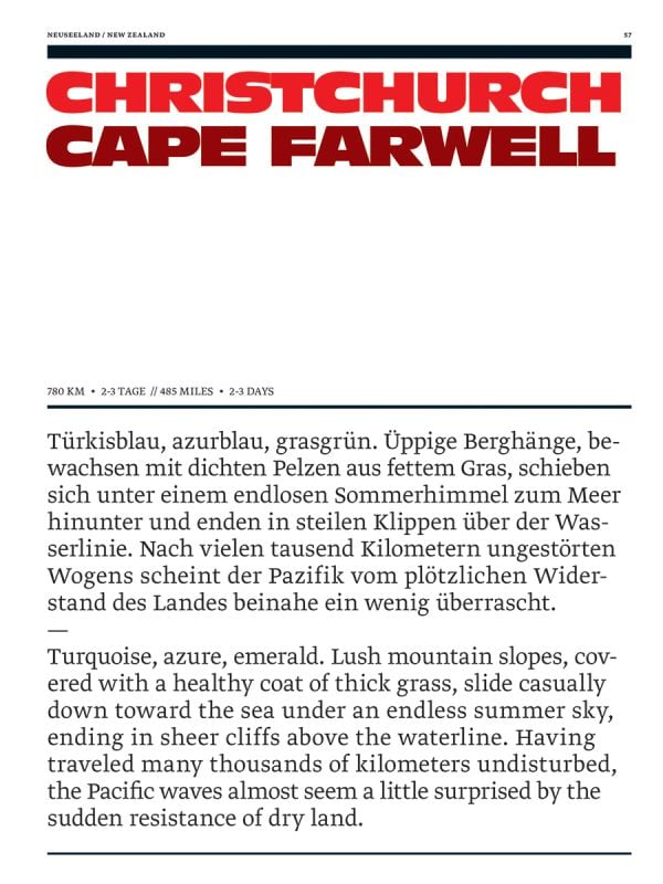 Book cover of Stefan Bogner's CURVES New Zealand: Volume 22, with a winding road on the coast, with snow covered mountains behind. Published by Delius Klasing.