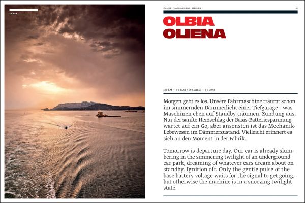 Book cover of Stefan Bogner's CURVES Italy/Sardinia: Volume 23, with a winding road through a mountainous landscape. Published by Delius Klasing Verlag GmbH.