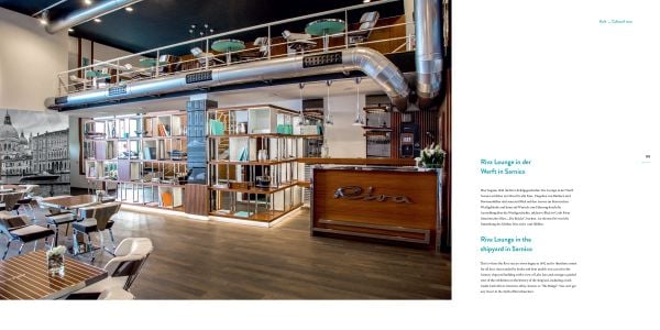 Book cover of Riva: Zauber der Legende / Magic of the Legend, with a luxury speedboat with driver, on river. Published by Delius Klasing Verlag GmbH.