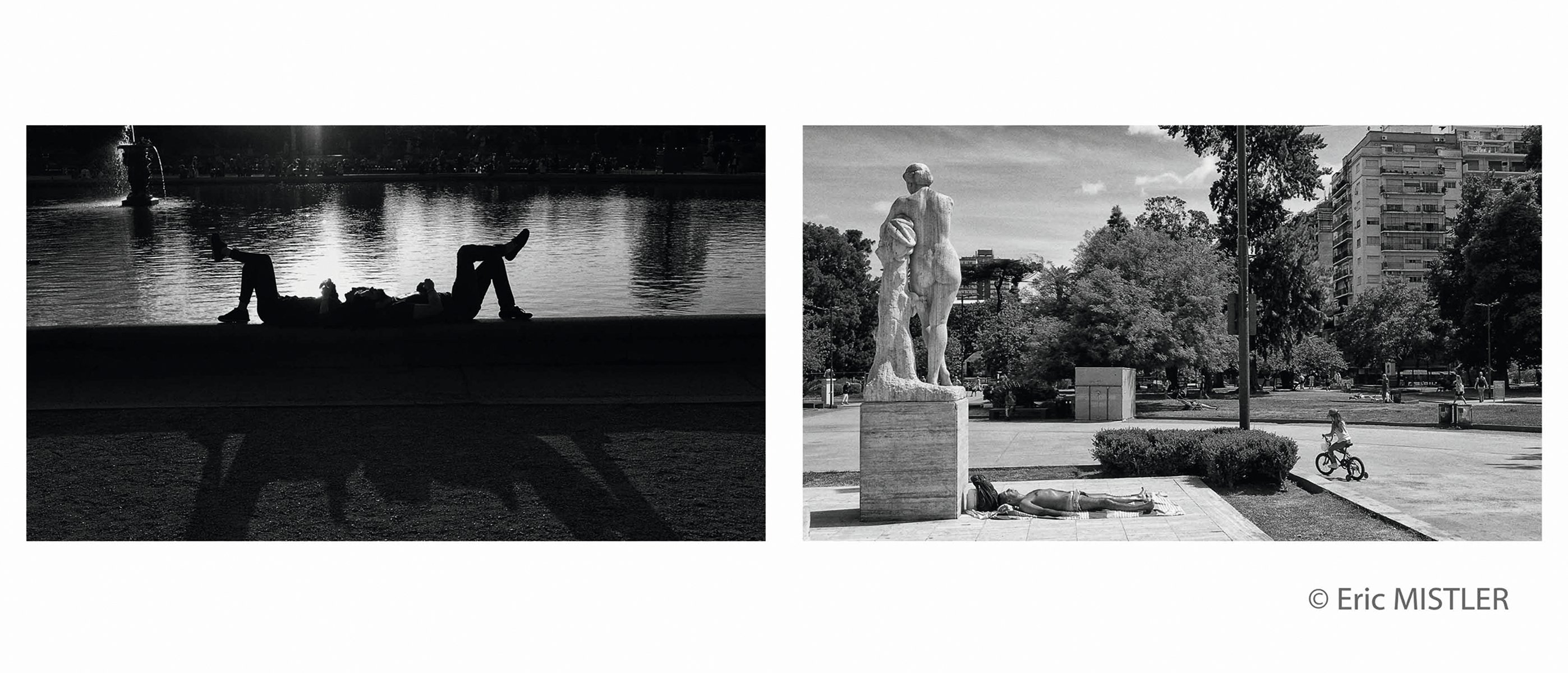 River Seine bridge with couple embracing beneath, PARIS BUENOS AIRES Eric Mistler in white font to centre.