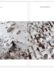 Book cover of Dries Verhoeven: In Doubt. Studio Dries Verhoeven 2003-2019; with three bumper cars on a track. Published by Kerber.