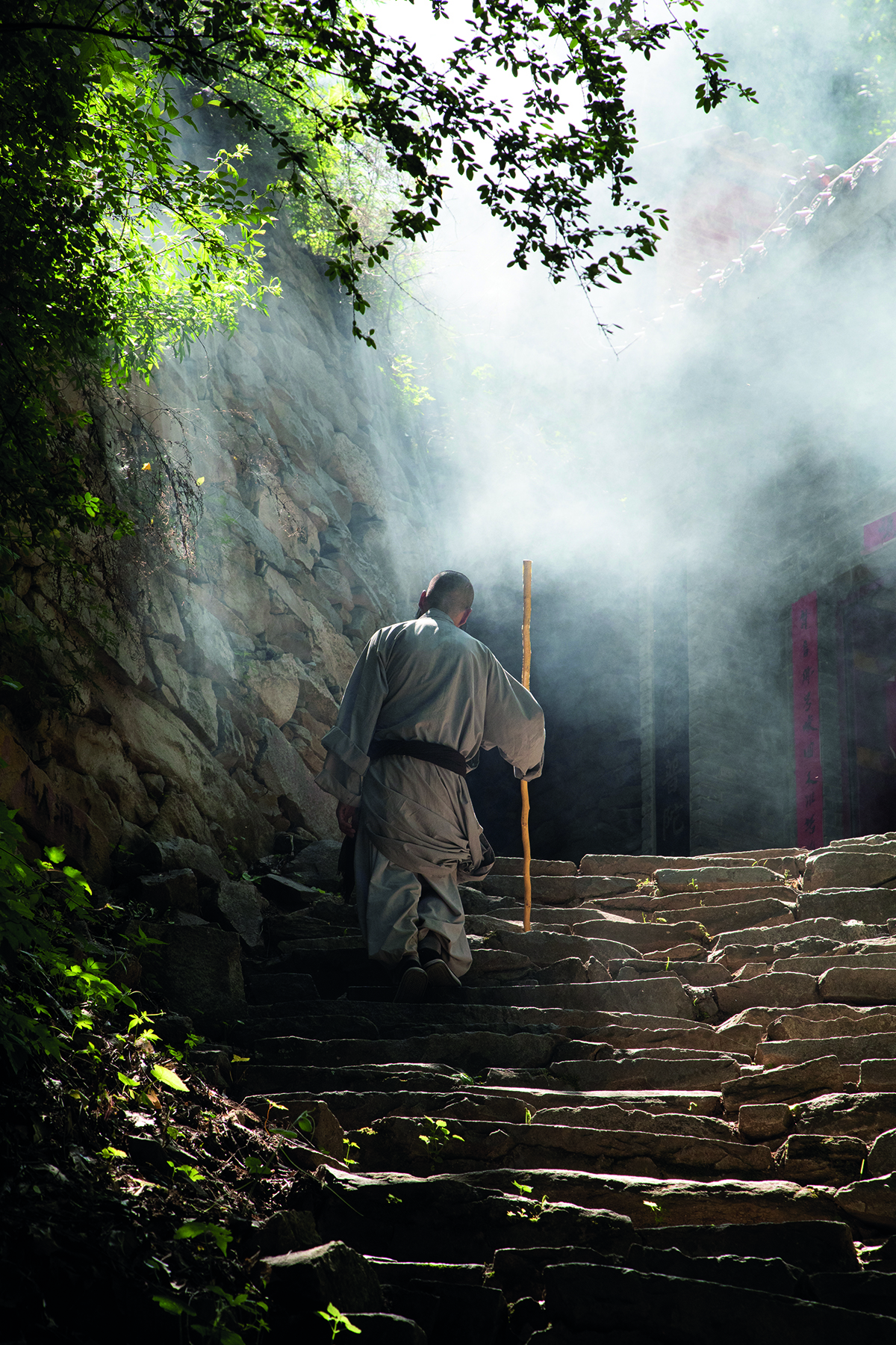 2 figures in hanfu and decorative masks, The Magic of Yuanfen in brown font above