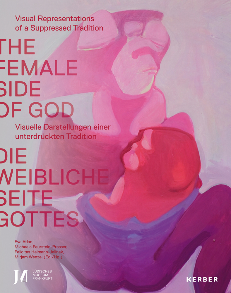 Abstract painting of figure with child in lap, of pale grey cover, Visual representations of a suppressed tradition THE FEMALE SIDE OF GOD in red font down left edge.