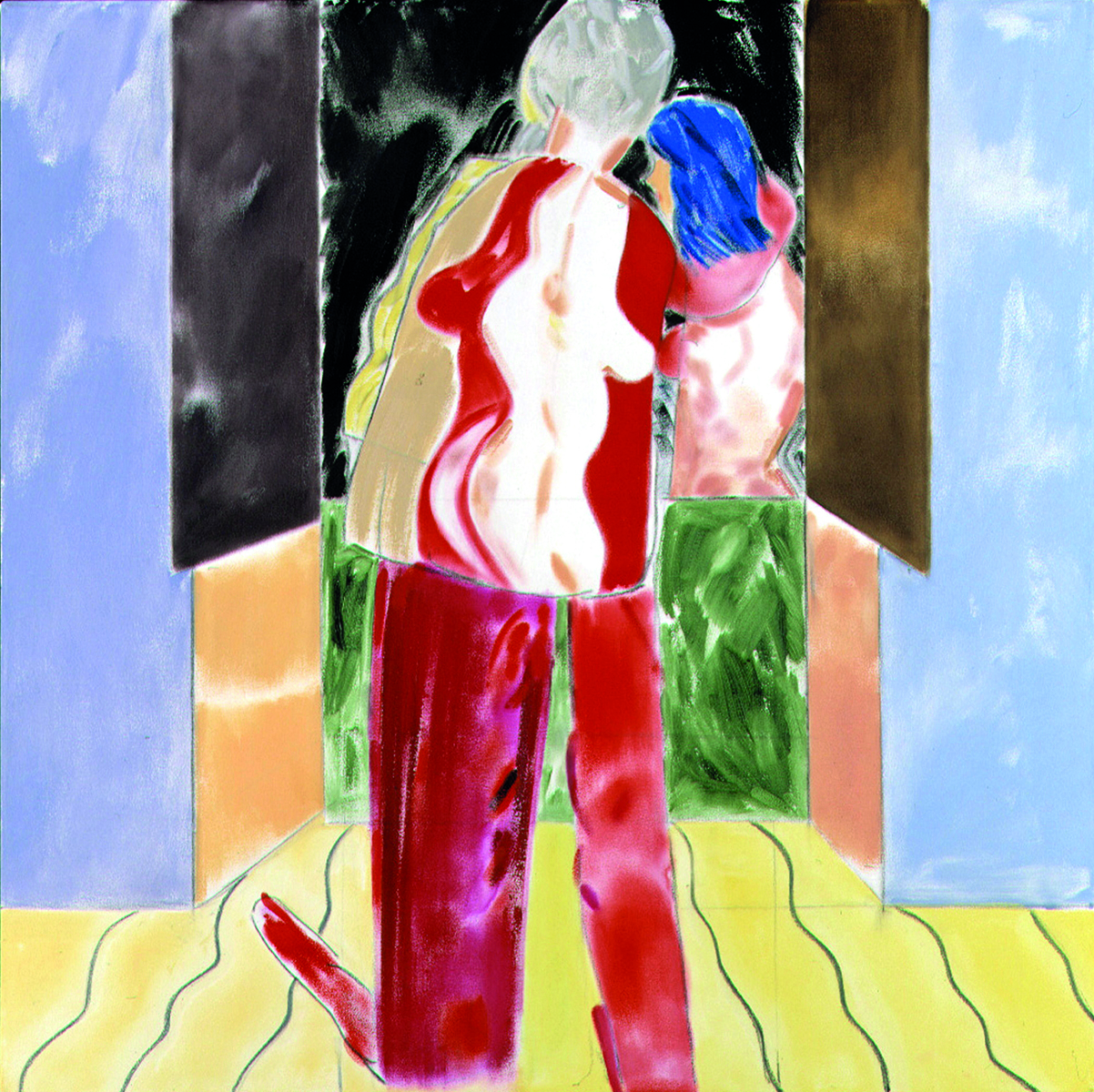 Abstract painting of figure with child in lap, of pale grey cover, Visual representations of a suppressed tradition THE FEMALE SIDE OF GOD in red font down left edge.