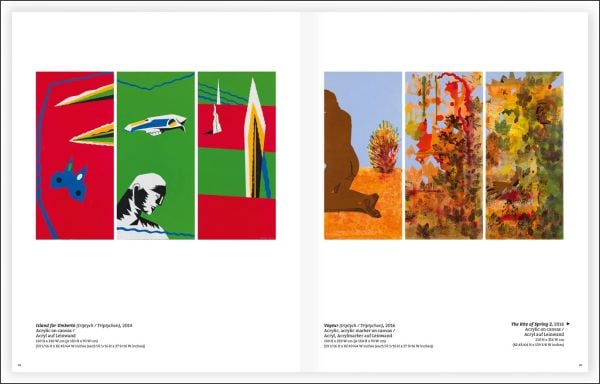 Book cover of Alexandru Radvan: Mythical Flesh, with a sculpture of nude male figure slumped on blue and green landscape. Published by Kerber.