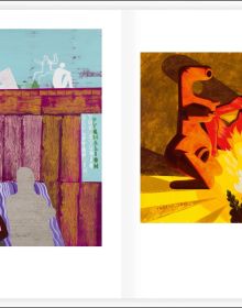 Book cover of Alexandru Radvan: Mythical Flesh, with a sculpture of nude male figure slumped on blue and green landscape. Published by Kerber.