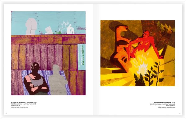 Book cover of Alexandru Radvan: Mythical Flesh, with a sculpture of nude male figure slumped on blue and green landscape. Published by Kerber.