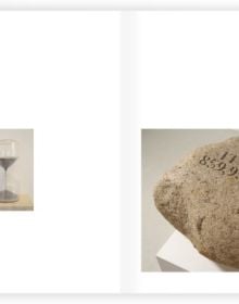 Grey concrete surface with diamond shape pattern cut into it with Miklós Onucsán in black font above by Kerber