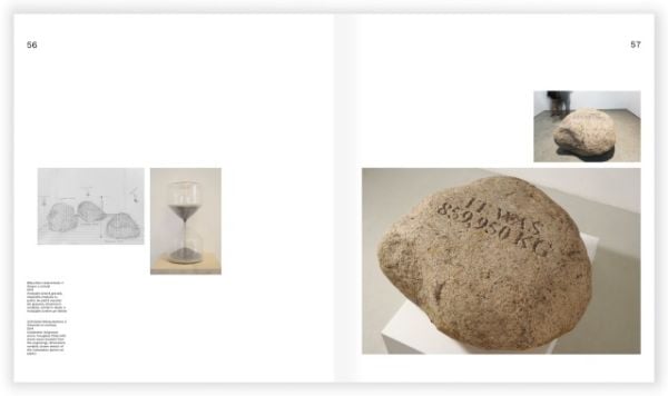 Grey concrete surface with diamond shape pattern cut into it with Miklós Onucsán in black font above by Kerber