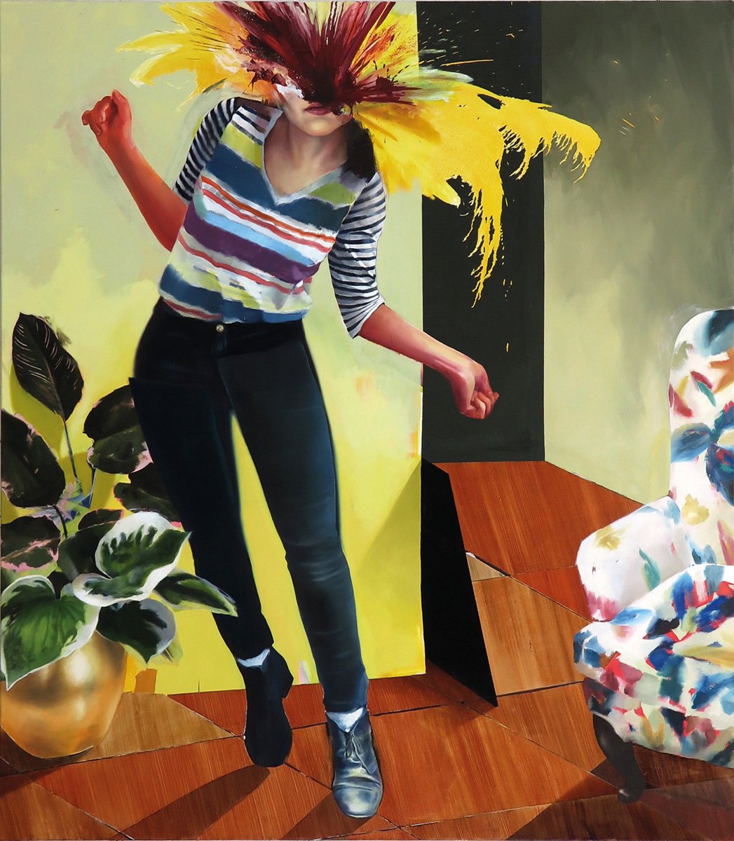 Book cover of 1000 Words, with a painting of nude female leaning over while walking out from golden field of corn with sunflowers. Published by Kerber.