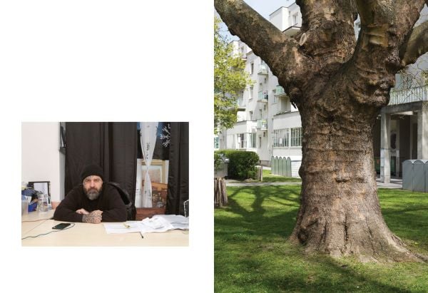 Book cover of Gisela Erlacher Superblocks, with a large archway, and slabbed area with two children playing with skipping ropes. Published by Kerber.