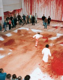 Book cover of Hermann Nitsch: 20th Painting Action Vienna Secession. Published by Kerber.