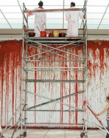 Book cover of Hermann Nitsch: 20th Painting Action Vienna Secession. Published by Kerber.