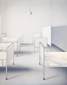 Book cover of Ben Willikens, with a metal framed single bed. Published by Kerber.
