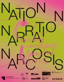 Bright pink and green cover of 'Nation, Narration, Narcosis, Collecting Entanglements and Embodied Histories', by Kerber.