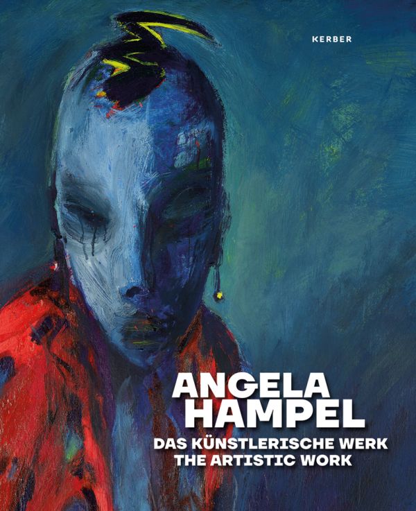 Book cover of Angela Hampel: The Artistic Work, with the detail of painting titled 'Salomé'. Published by Kerber.