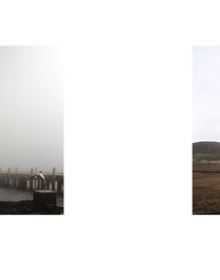 Vast landscape of Outer Hebrides, rocks emerging from water, John Kippin & Nicola Neate, in black font to top of yellow cover.