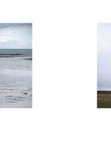 Vast landscape of Outer Hebrides, rocks emerging from water, John Kippin & Nicola Neate, in black font to top of yellow cover.