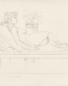 Book cover of Mel Ramos, First Kiss, with an oil sketch of couple naked from torso up. Published by Kerber.