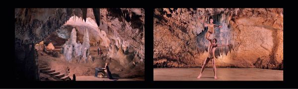 Book cover of Alexander Wiener, Viennese Variations for Piano and Light, A Chaos Composition, with a man in black trousers, jacket, white shirt, with head obscured through curved ceiling. Published by Kerber.