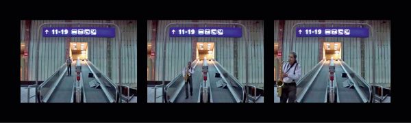 Book cover of Alexander Wiener, Viennese Variations for Piano and Light, A Chaos Composition, with a man in black trousers, jacket, white shirt, with head obscured through curved ceiling. Published by Kerber.