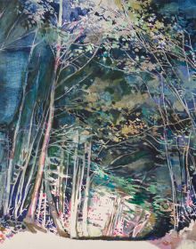 Book cover of Gisela Krohn, Inner Circle, with highlighted green leaves in front of dark forest. Published by Kerber.