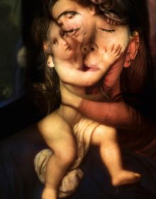 Book cover of Veit Mette: BODY ART ME, with two faces merged into one image. Published by Kerber.