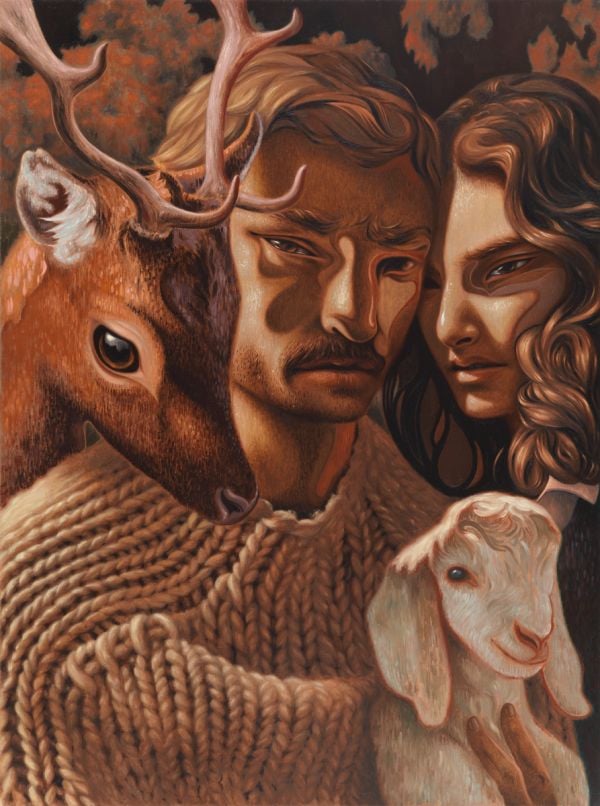 Book cover of Dennis Scholl', with a paint sketch of portrait surrounded by leaves. Published by Kerber.