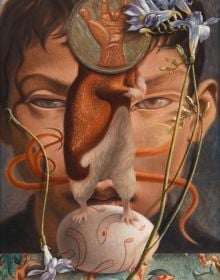 Book cover of Dennis Scholl', with a paint sketch of portrait surrounded by leaves. Published by Kerber.