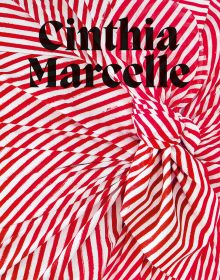 Red and white striped fabric tied with a bow, on cover of 'Cinthia Marcelle, By Means of Doubt', by Kerber.