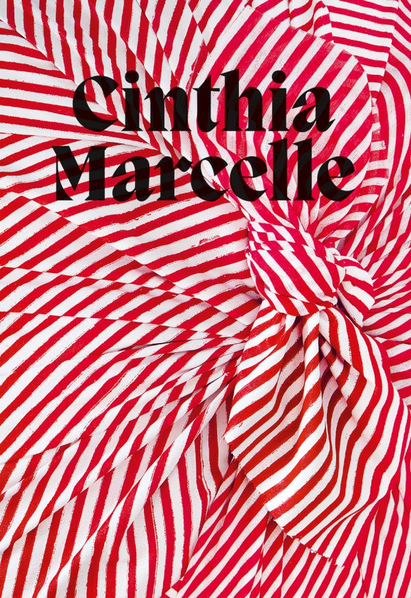 Book cover of Cinthia Marcelle, By Means of Doubt', with a red and white striped fabric tied with a bow. Published by Kerber.