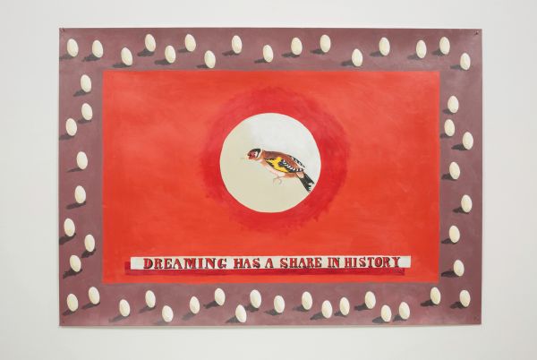 Book cover of The Struggle of Memory, Works from the Deutsche Bank Collection, with artist standing in front of large painting with curved road. Published by Kerber.