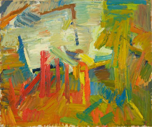 Painting of head and shoulders of figure throwing head back, on cover of 'Henning Bertram, Work Phases 1979–2022', by Kerber.