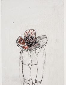 Book cover of 100+ : Friedrich Einhoff, with a line drawn figure wearing blue sleeveless top. Published by Kerber.