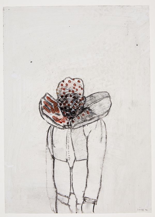 Book cover of 100+ : Friedrich Einhoff, with a line drawn figure wearing blue sleeveless top. Published by Kerber.